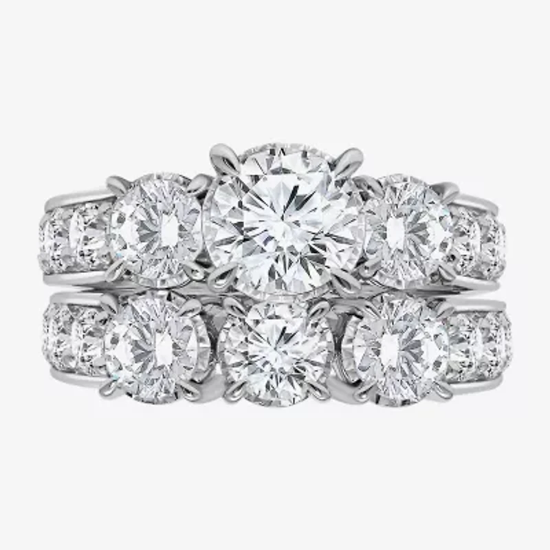 Womens 4 CT. T.W. Lab Grown White Diamond 10K Gold Side Stone 3-Stone Bridal Set