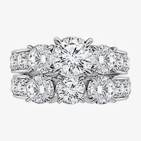 Womens 4 CT. T.W. Lab Grown White Diamond 10K Gold Side Stone 3-Stone Bridal Set
