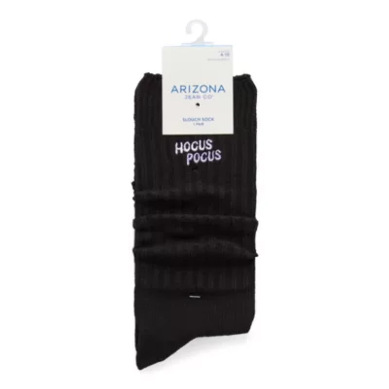 Arizona Halloween Slouch Womens 1 Pair Crew Socks