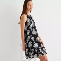 Robbie Bee Womens Sleeveless Floral Shift Dress