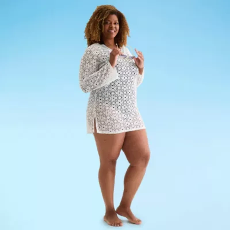 Liz Claiborne Womens Plus Dress Swimsuit Cover-Up