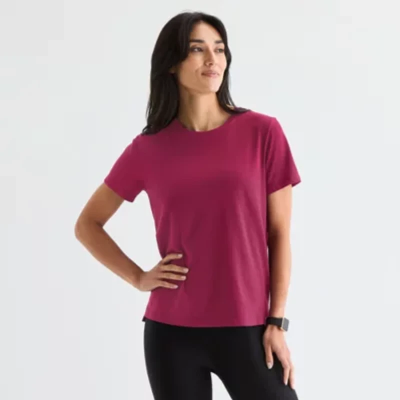 Xersion Womens Cotton Crew Neck Short Sleeve T-Shirt