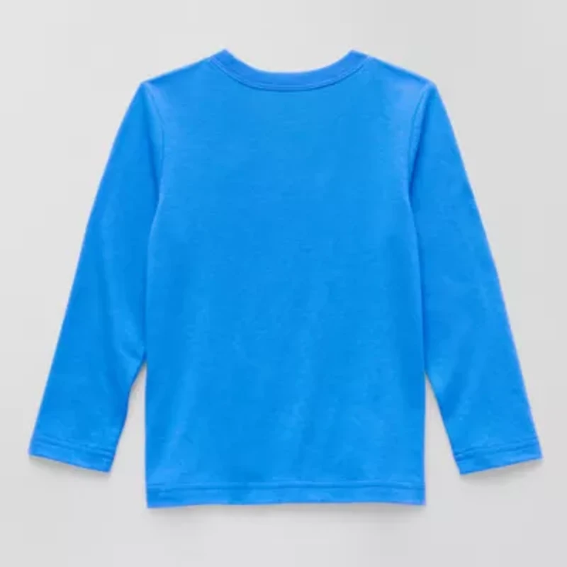 Okie Dokie Toddler & Little Boys Crew Neck Long Sleeve Regular Fit Graphic T-Shirt