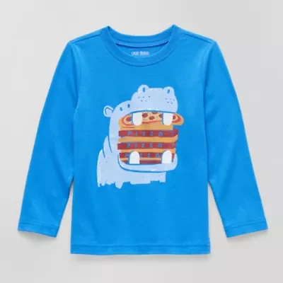 Okie Dokie Toddler & Little Boys Crew Neck Long Sleeve Regular Fit Graphic T-Shirt