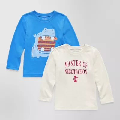 Okie Dokie Toddler & Little Boys Crew Neck Long Sleeve Regular Fit 2-pc. Graphic T-Shirt