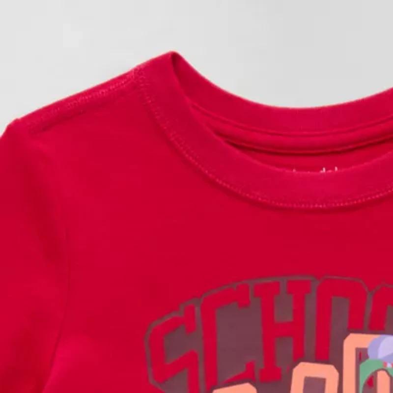 Okie Dokie Toddler Boys Crew Neck Long Sleeve Adaptive Regular Fit Graphic T-Shirt
