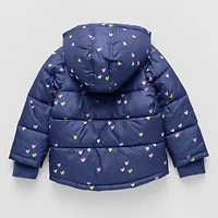 Okie Dokie Toddler Girls Adaptive Water Resistant Easy-on + Easy-off Heavyweight Puffer Jacket