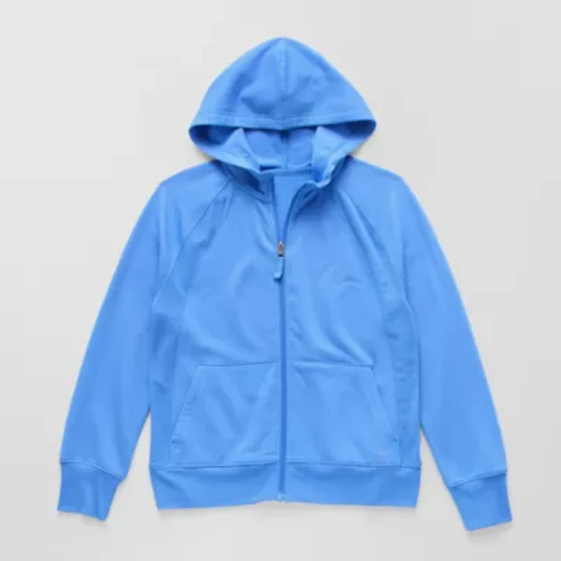 Xersion Super Soft Little & Big Kid Girls Long Sleeve Fleece Zipper Active Hoodie