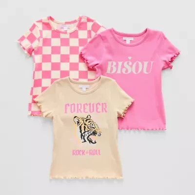 Grayson Little Toddler Girls 3-pc. Crew Neck Short Sleeve Graphic T-Shirt