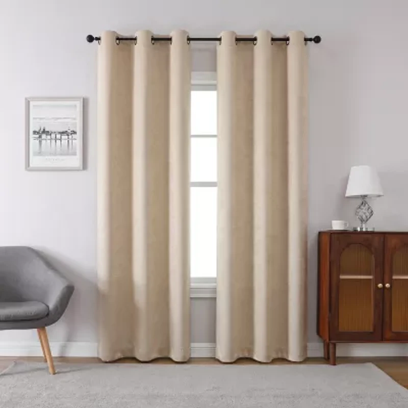 Regal Home Talia Embossed Grommet Top Energy Saving Blackout Set of 2 Curtain Panel