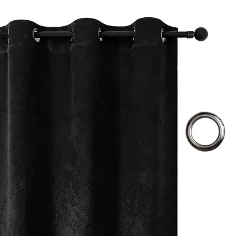 Regal Home Talia Embossed Grommet Top Energy Saving Blackout Set of 2 Curtain Panel