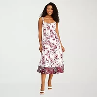 Premier Amour Womens Midi Sweetheart Neck Sleeveless Floral Fit + Flare Dress