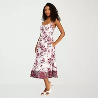 Premier Amour Womens Midi Sweetheart Neck Sleeveless Floral Fit + Flare Dress