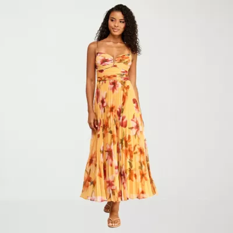 Premier Amour Womens Sweetheart Neck Sleeveless Floral Evening Gown