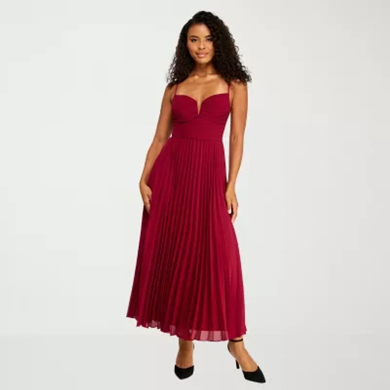 Premier Amour Womens V Neck Sleeveless Evening Gown