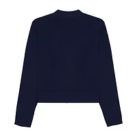 IZOD Little & Big Kid Girls V Neck Long Sleeve Button Rib Knit Cardigan