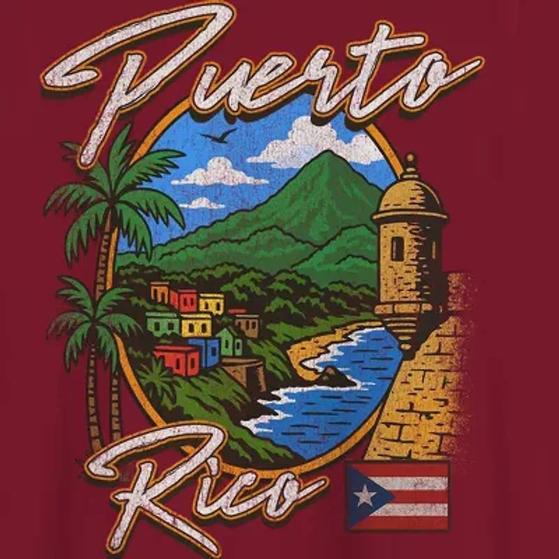 Puerto Rico Mens Crew Neck Short Sleeve Regular Fit Graphic T-Shirt
