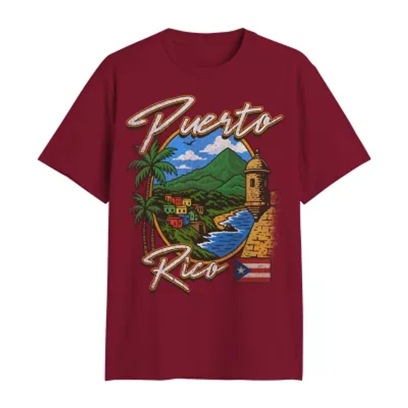 Puerto Rico Mens Crew Neck Short Sleeve Regular Fit Graphic T-Shirt