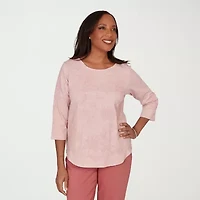 Alfred Dunner Camden Market Womens Crew Neck 3/4 Sleeve T-Shirt