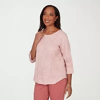 Alfred Dunner Camden Market Womens Crew Neck 3/4 Sleeve T-Shirt
