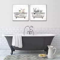 Streamline Art Wash Your Worries Away  Hand Embellished Canvas Art