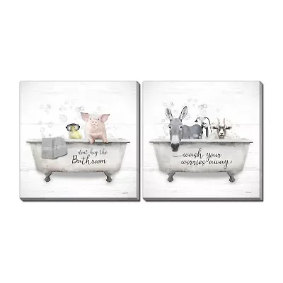 Streamline Art Wash Your Worries Away Hand Embellished Canvas Art