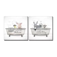 Streamline Art Wash Your Worries Away  Hand Embellished Canvas Art