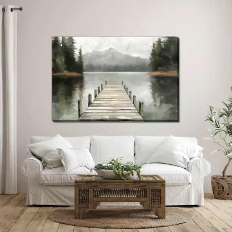 Streamline Art Tranquil Waters Hand Embellished Canvas Art