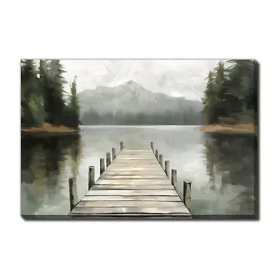 Streamline Art Tranquil Waters Hand Embellished Canvas Art