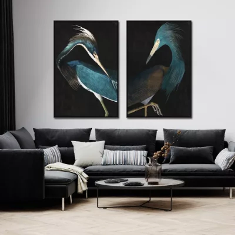 Streamline Art Majestic Blue Heron Ii Hand Embellished Canvas Art