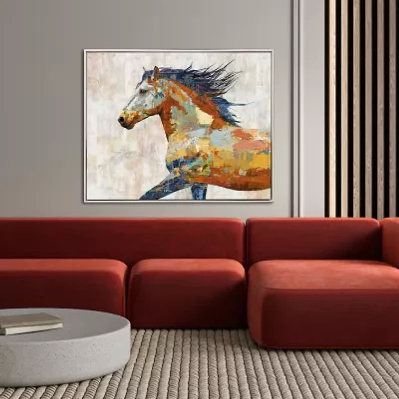 Streamline Art Dappled Horse Hand Embellished Canvas Art