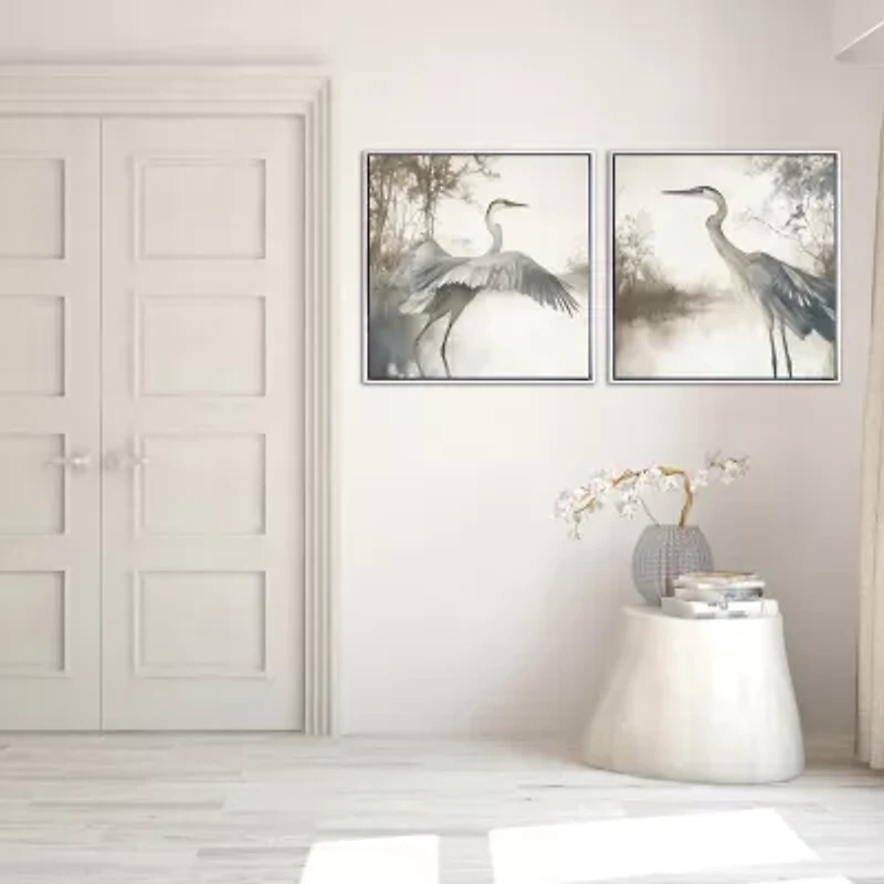 Streamline Art Feathers On Water I Hand Embellished Canvas Art