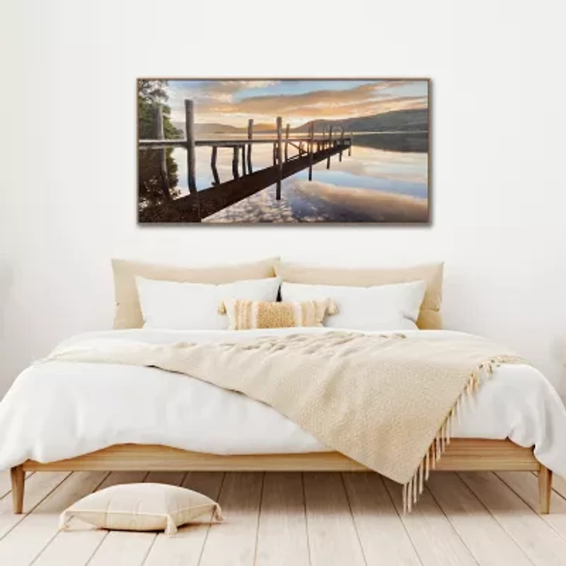 Streamline Art Sunset Reflections Hand Embellished Canvas Art