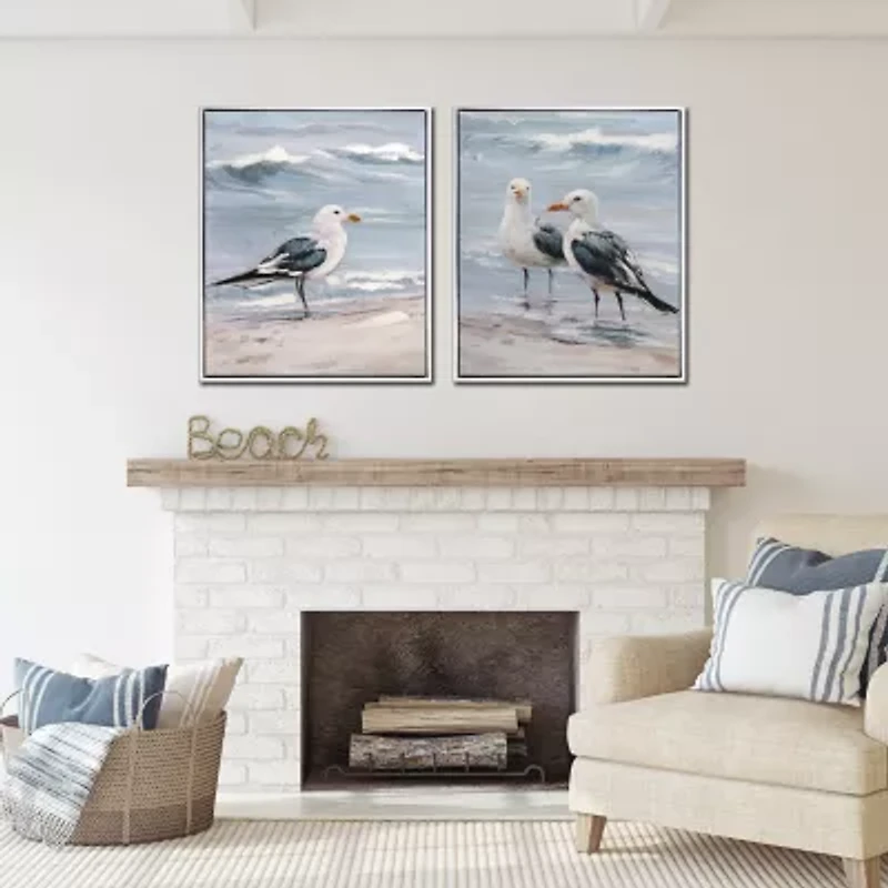 Streamline Art Shoreline Friends I Hand Embellished Canvas Art