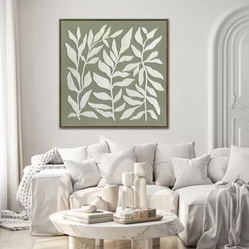 Streamline Art Leafy Silhouettes 3d Oil Painting Framed Canvas Art