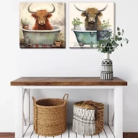 Streamline Art Highland Bath  Hand Embellished Canvas Art