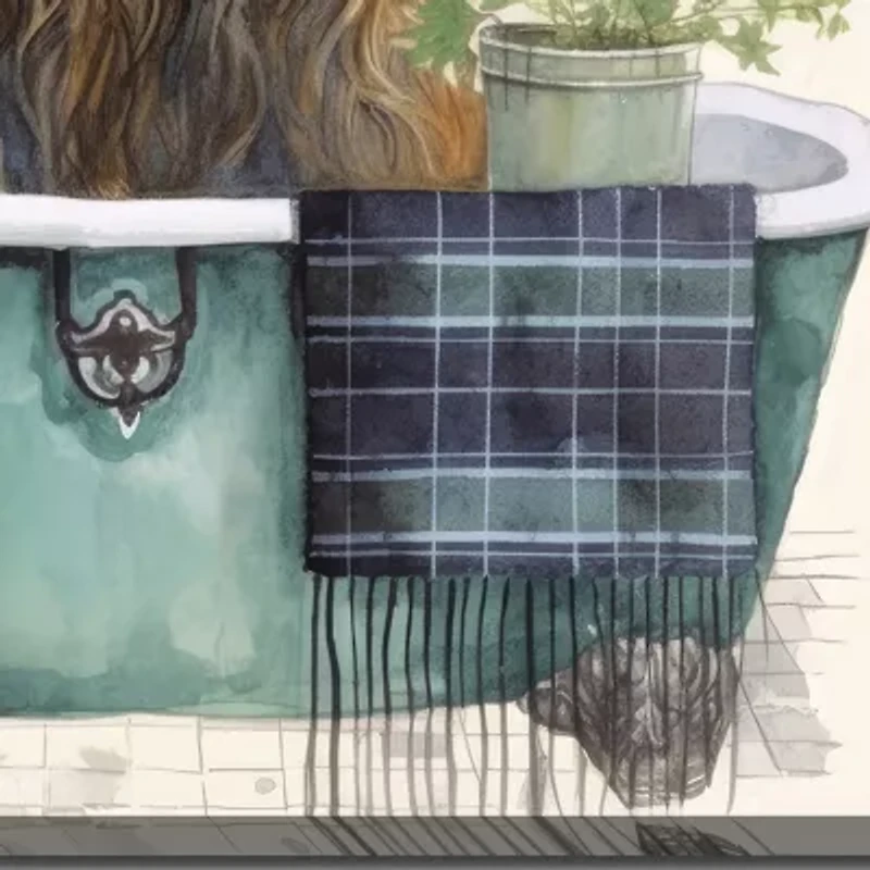 Streamline Art Highland Bath Hand Embellished Canvas Art