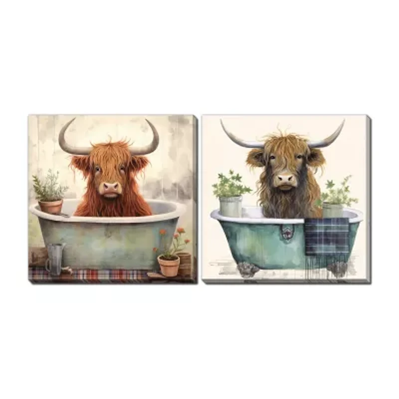 Streamline Art Highland Bath Hand Embellished Canvas Art
