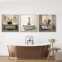 Streamline Art Bathroom Elephant Joy Hand Embellished Canvas Art