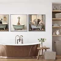 Streamline Art Bathroom Giraffe Joy Hand Embellished Canvas Art