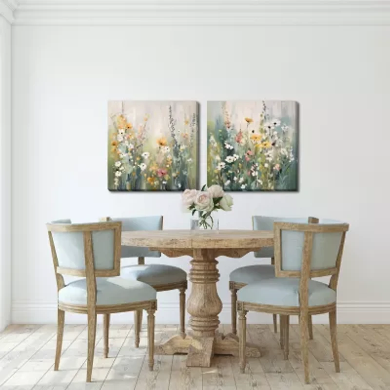 Streamline Art Tranquil Meadow Tones Ii Hand Embellished Canvas Art