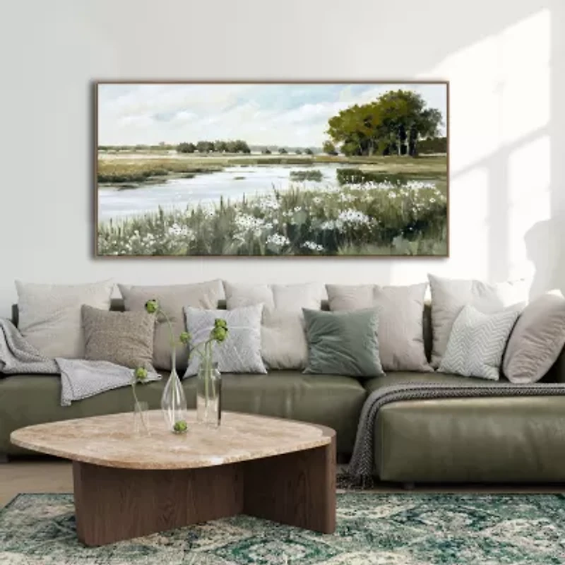 Streamline Art Meadow Reflection Hand Embellished Canvas Art