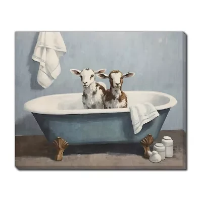 Streamline Art Bathtub Goats Ii Hand Embellished Canvas Art