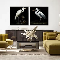 Streamline Art Midnight Heron Ii Hand Embellished Canvas Art
