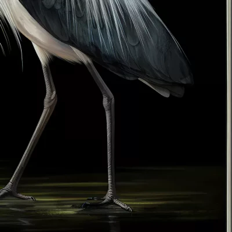 Streamline Art Midnight Heron Ii Hand Embellished Canvas Art