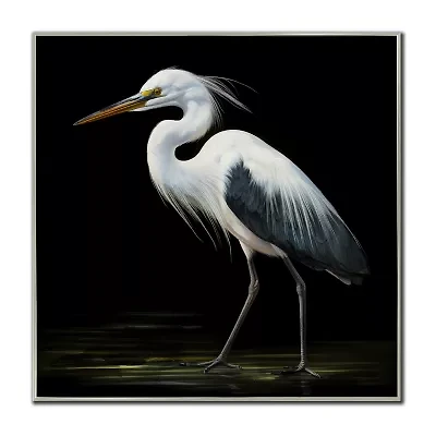 Streamline Art Midnight Heron Ii Hand Embellished Canvas Art