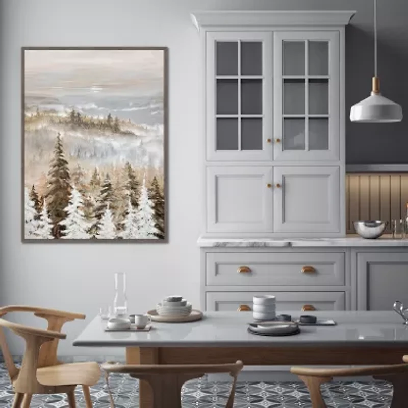 Streamline Art Pines At Dawn Hand Embellished Canvas Art