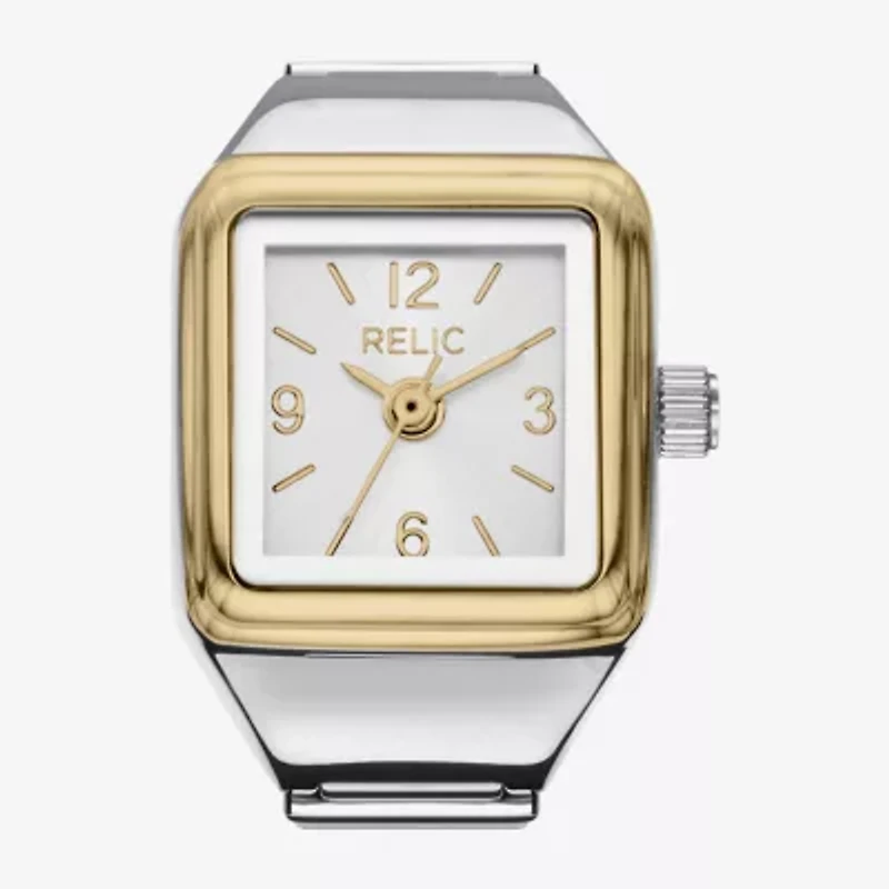 Relic By Fossil New! Relic By Fossil Women'S Silver And Gold Tone Ring Watch Zr44100 Mens Silver Tone Stainless Steel Bracelet Watch Zr44100