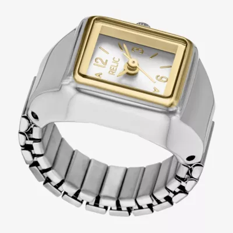 Relic By Fossil New! Relic By Fossil Women'S Silver And Gold Tone Ring Watch Zr44100 Mens Silver Tone Stainless Steel Bracelet Watch Zr44100