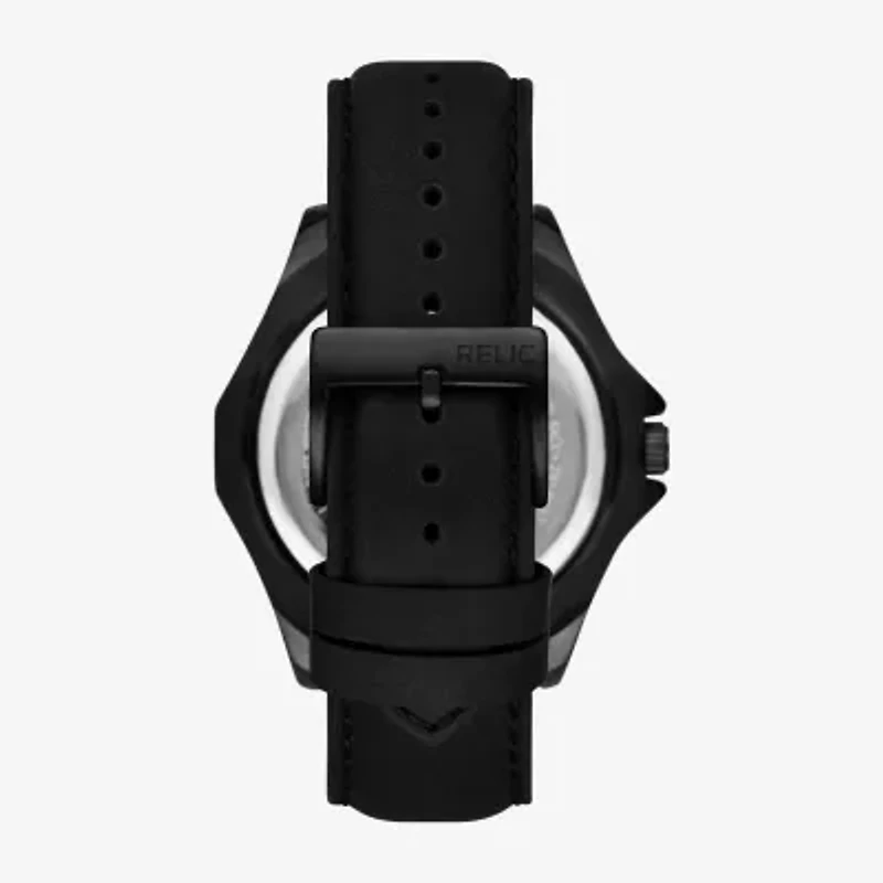 Relic By Fossil Mens Black Leather Strap Watch Zr16052